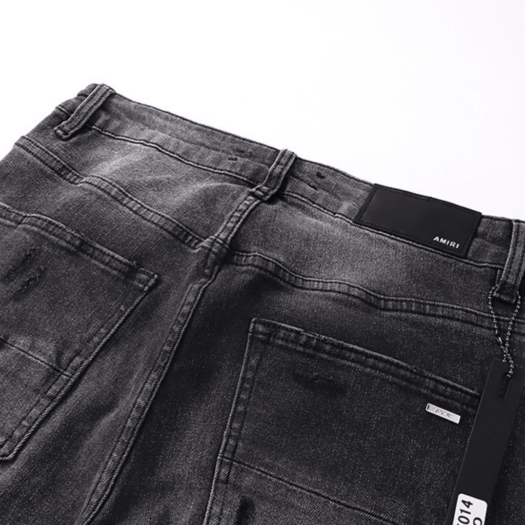 Amr Grey Staggered Logo Jeans