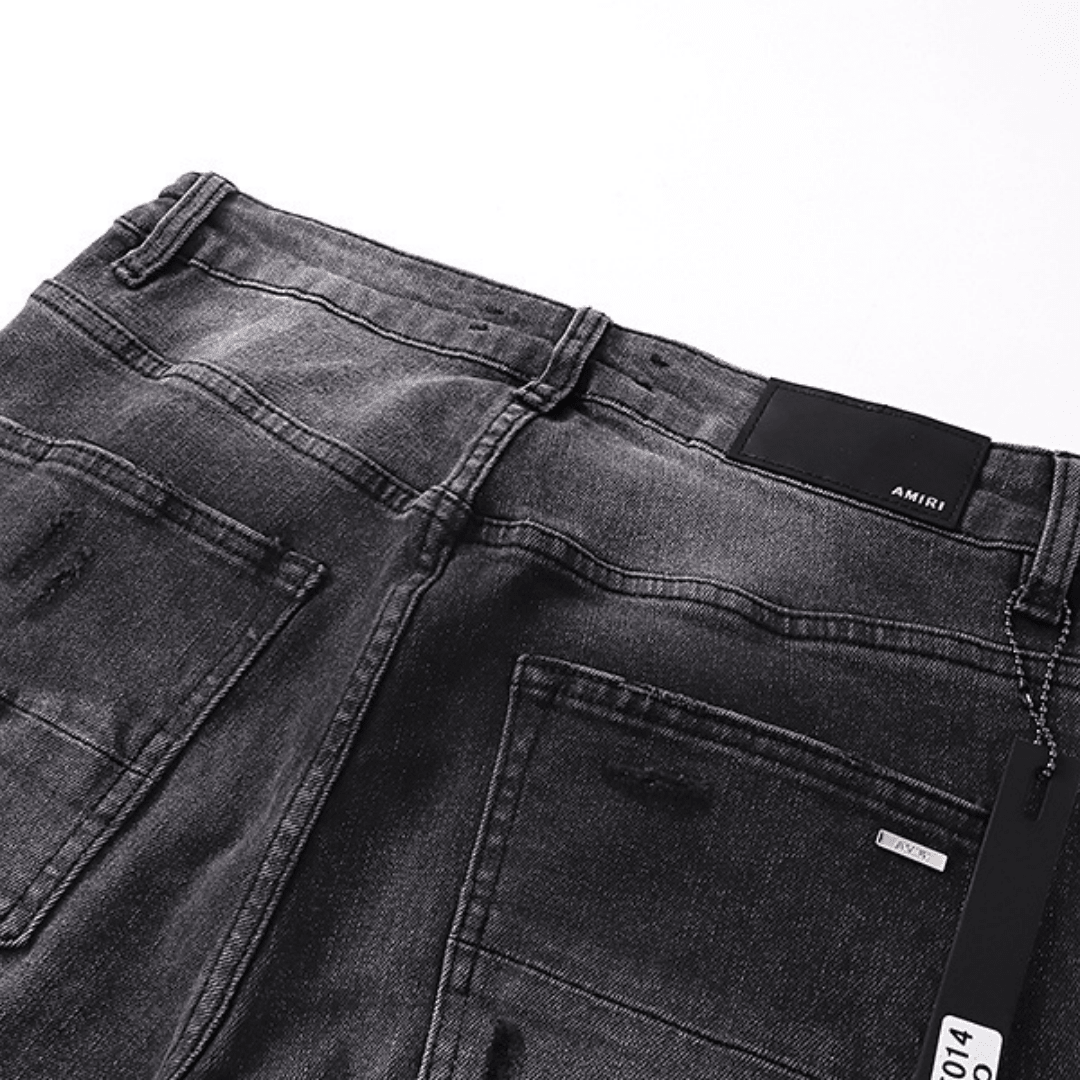 Amr Grey Staggered Logo Jeans