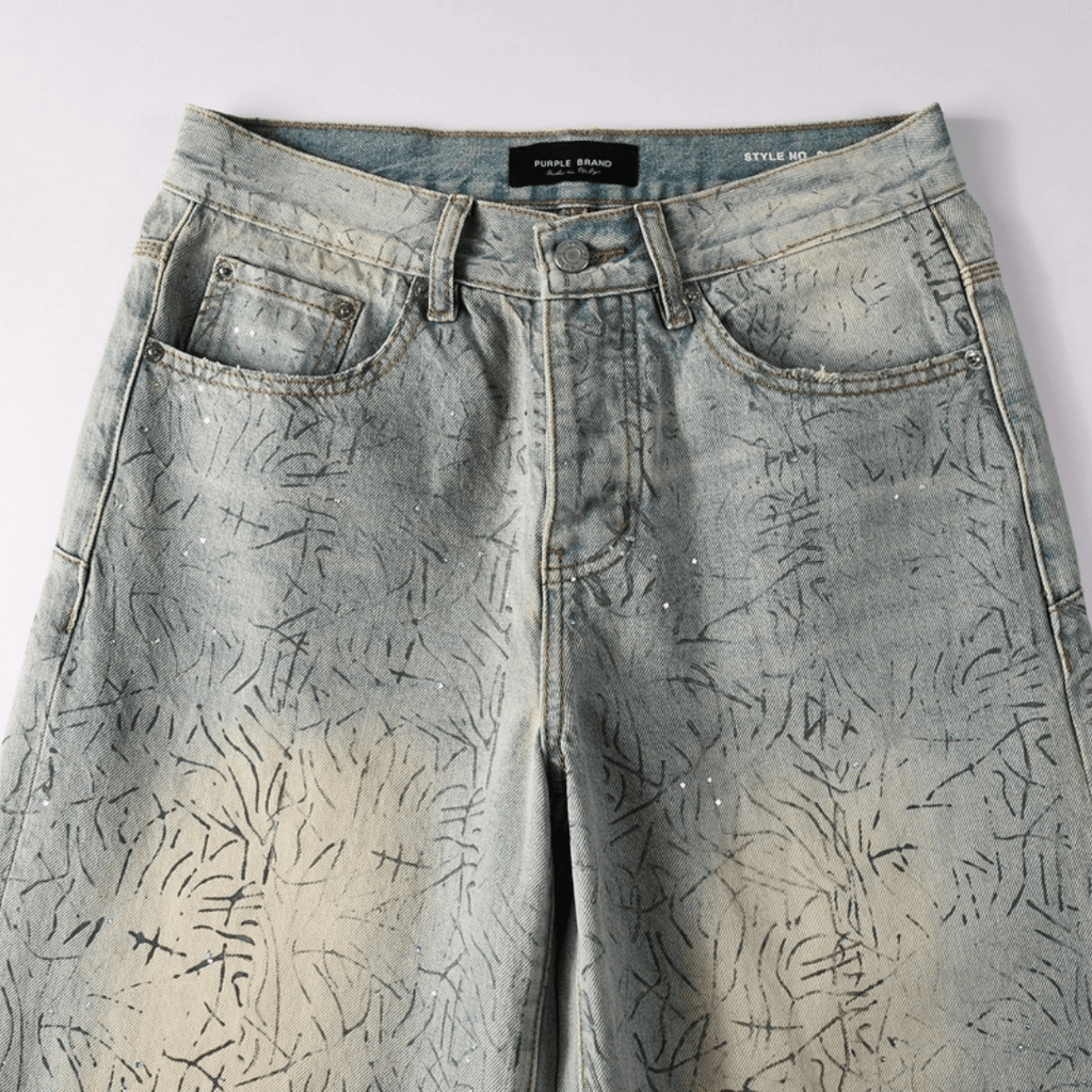 Purple Blue Distressed Jeans