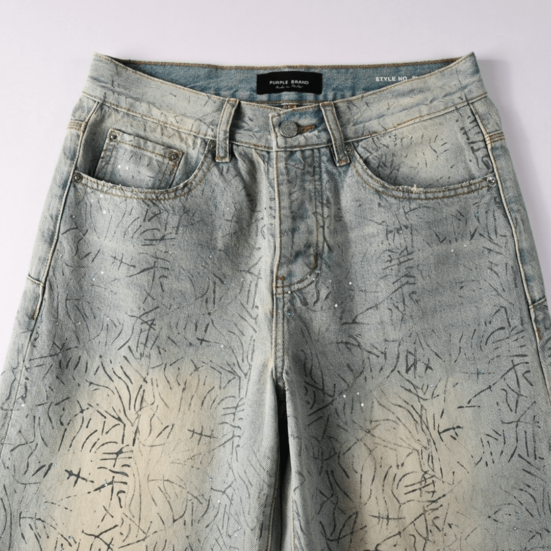 Purple Blue Distressed Jeans