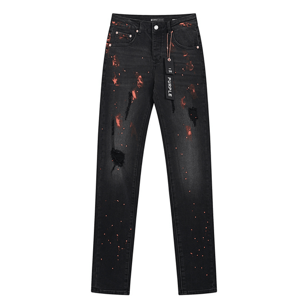 Purple Distressed Paint Jeans