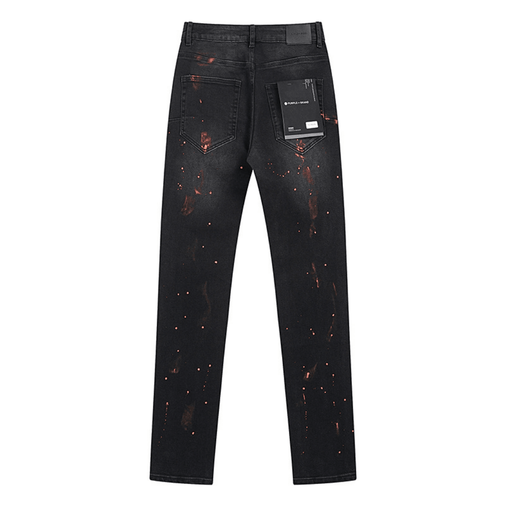 Purple Distressed Paint Jeans