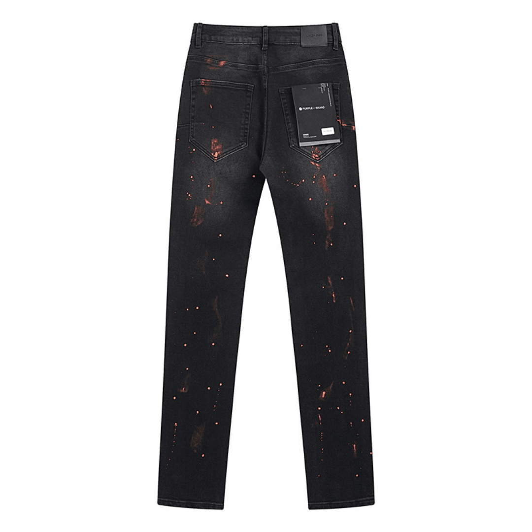 Purple Distressed Paint Jeans