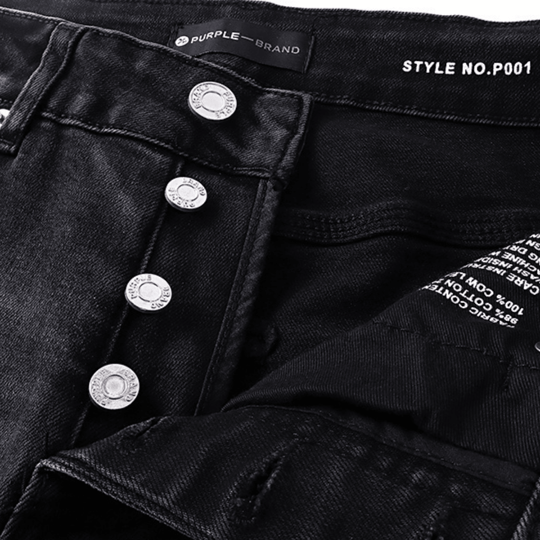 Purple Distressed Paint Jeans