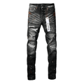 Purple Distressed Paint Jeans