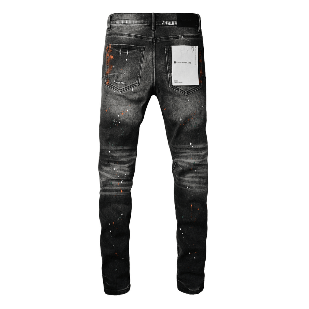 Purple Distressed Paint Jeans