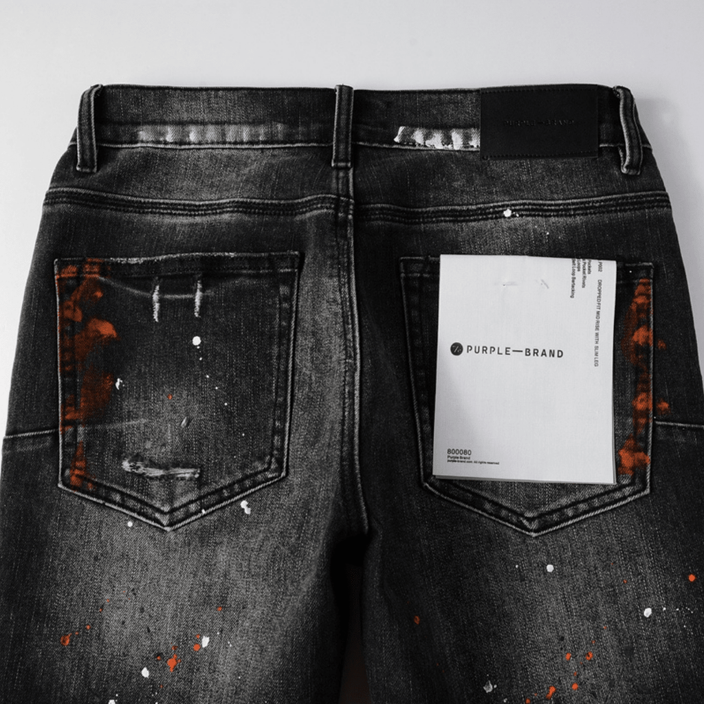 Purple Distressed Paint Jeans