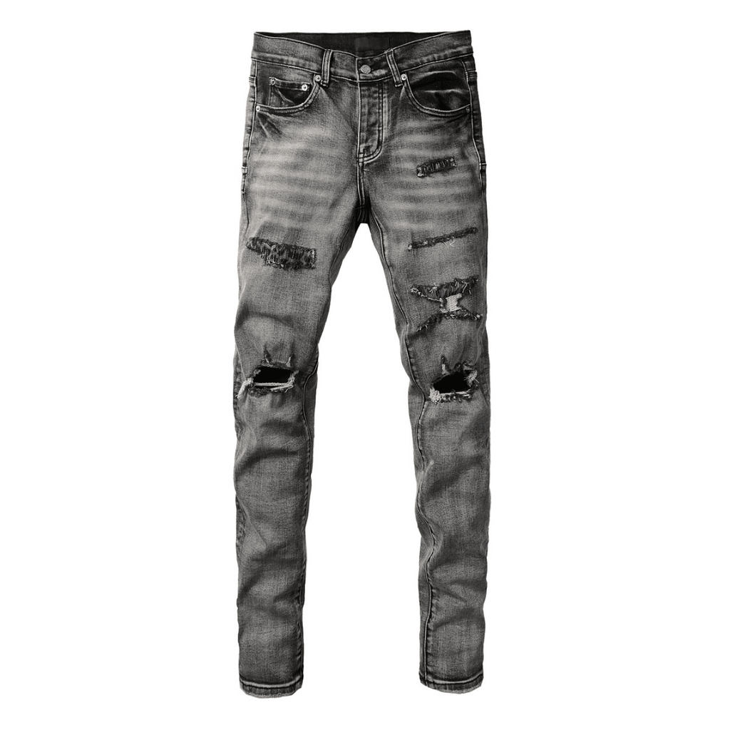 Purple Grey Ripped Jeans