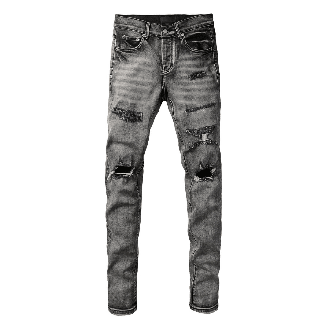 Purple Grey Ripped Jeans