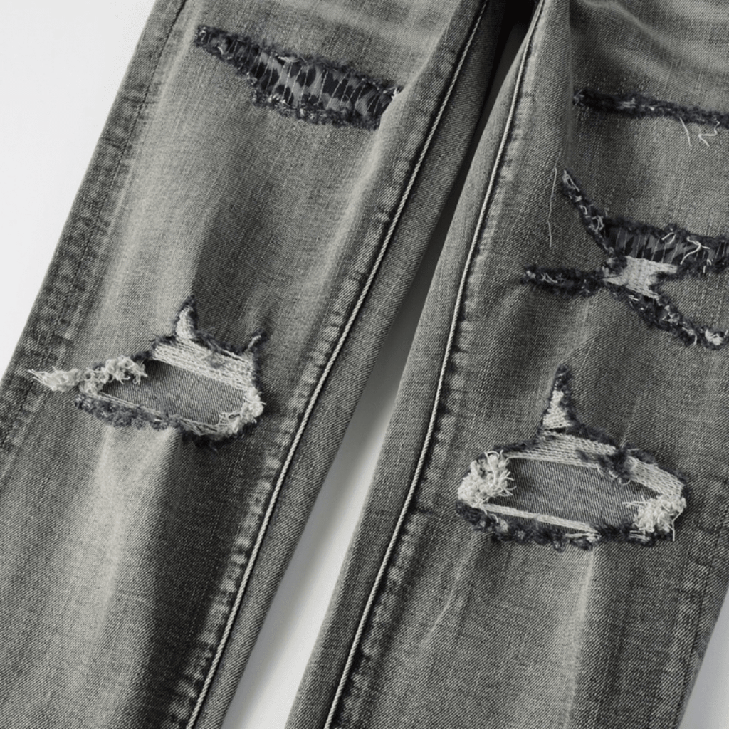 Purple Grey Ripped Jeans