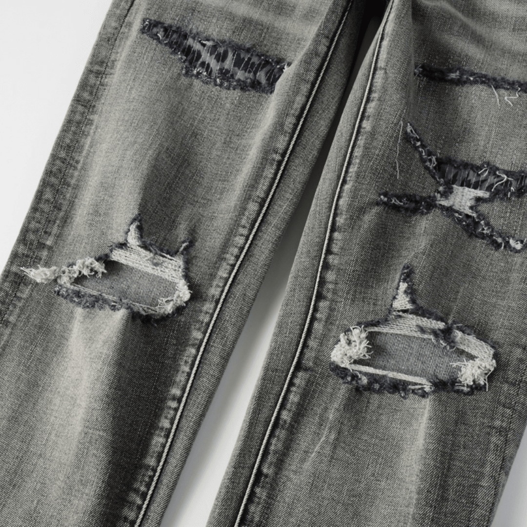 Purple Grey Ripped Jeans