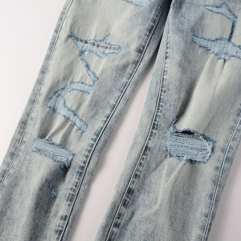 Purple Light Blue Patch Jeans