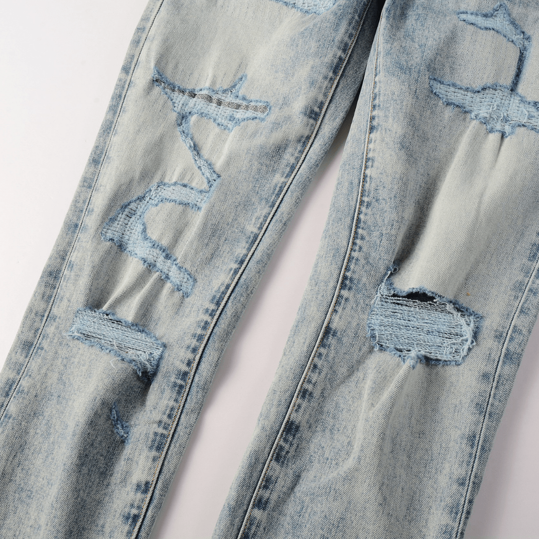 Purple Light Blue Patch Jeans