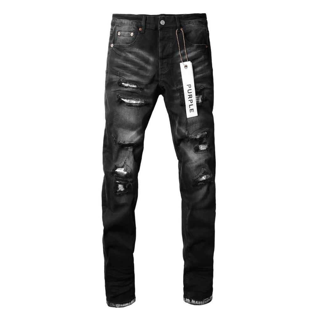 Purple Monogram Patch Ripped Jeans