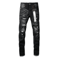 Purple Monogram Patch Ripped Jeans