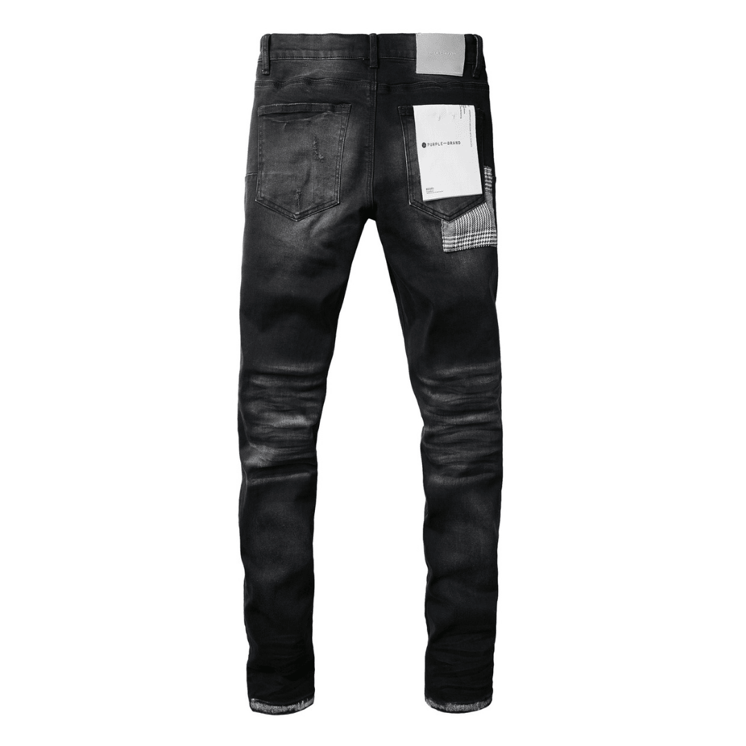 Purple Monogram Patch Ripped Jeans