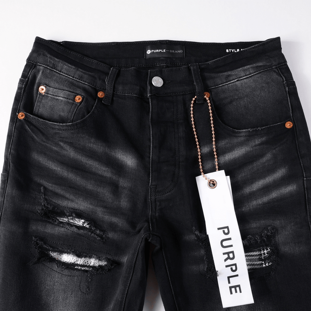 Purple Monogram Patch Ripped Jeans