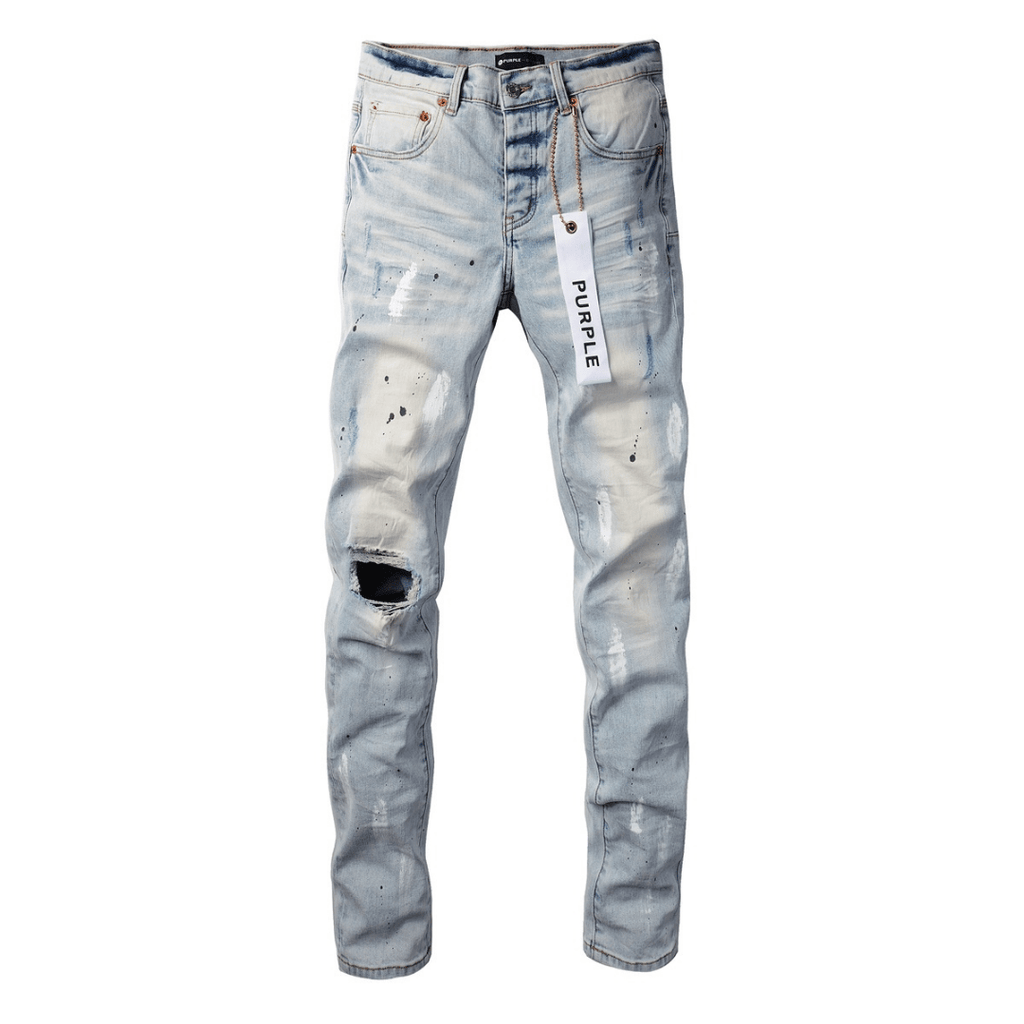 Purple Paint Light Blue Jeans