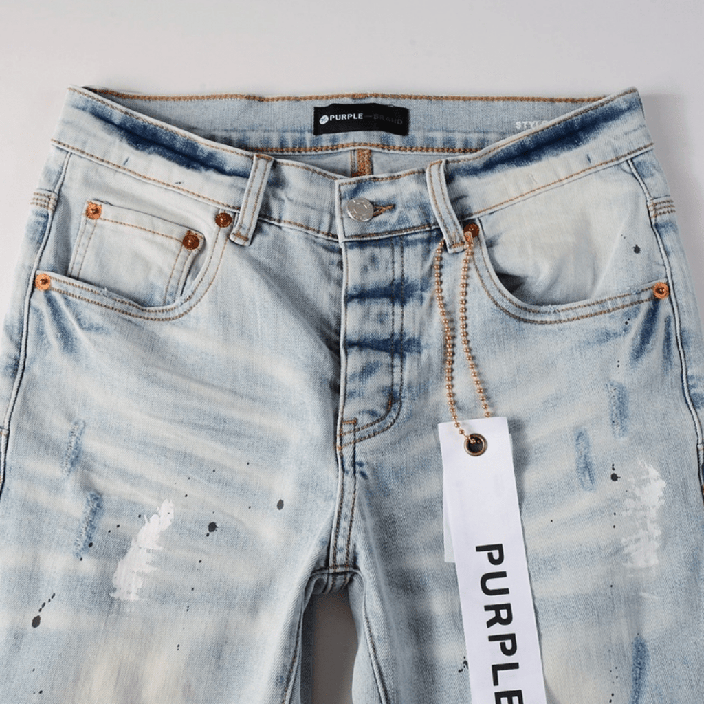 Purple Paint Light Blue Jeans