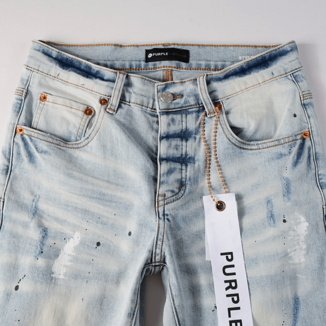 Purple Paint Light Blue Jeans