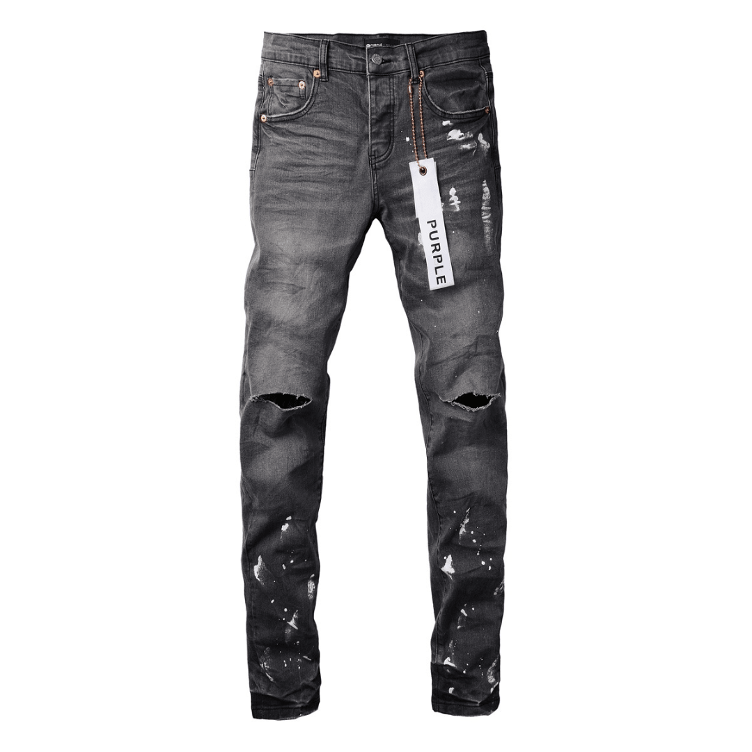Purple Paint Ripped Jeans