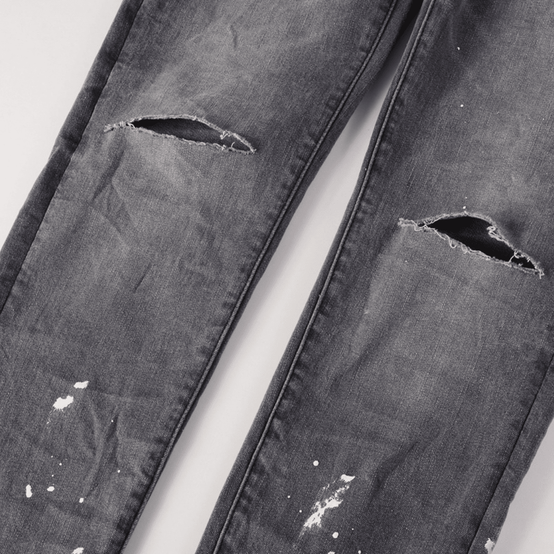 Purple Paint Ripped Jeans