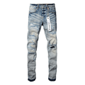 Purple Ripped Blue Jeans