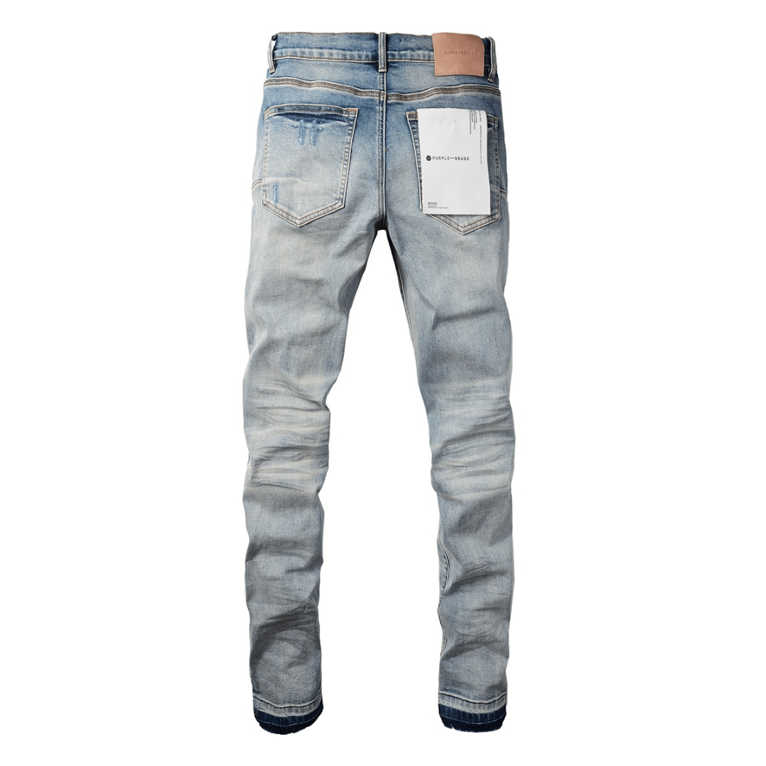 Purple Ripped Blue Jeans