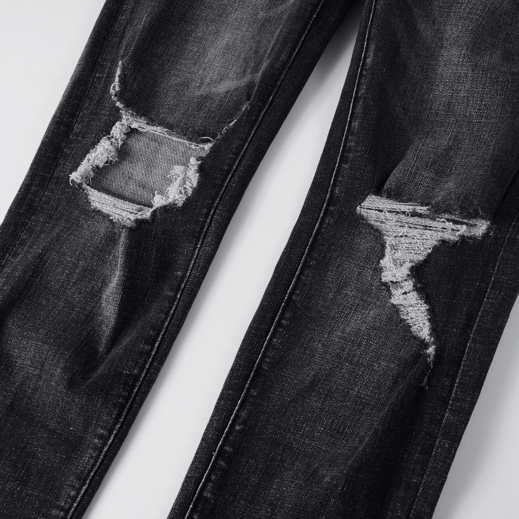 Purple Ripped Grey Black Jeans