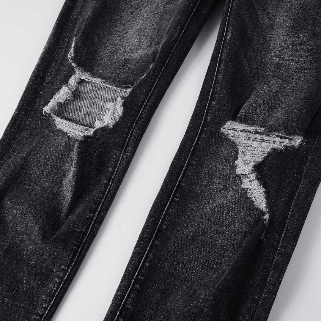 Purple Ripped Grey Black Jeans