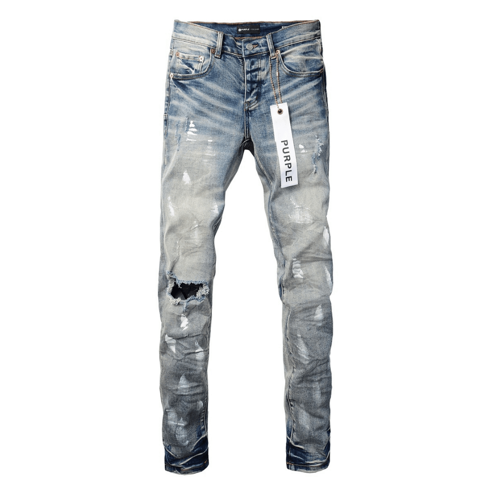 Purple Ripped Paint Jeans