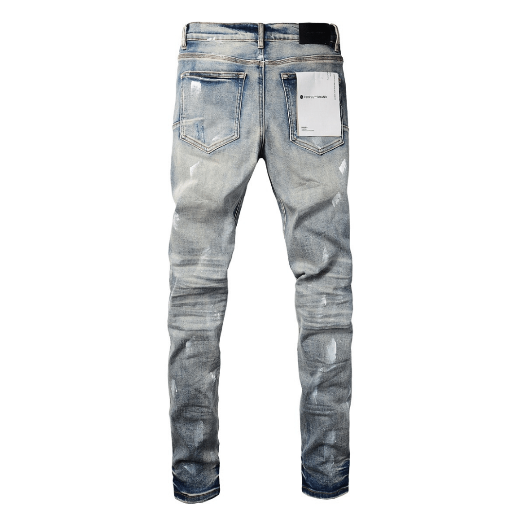 Purple Ripped Paint Jeans