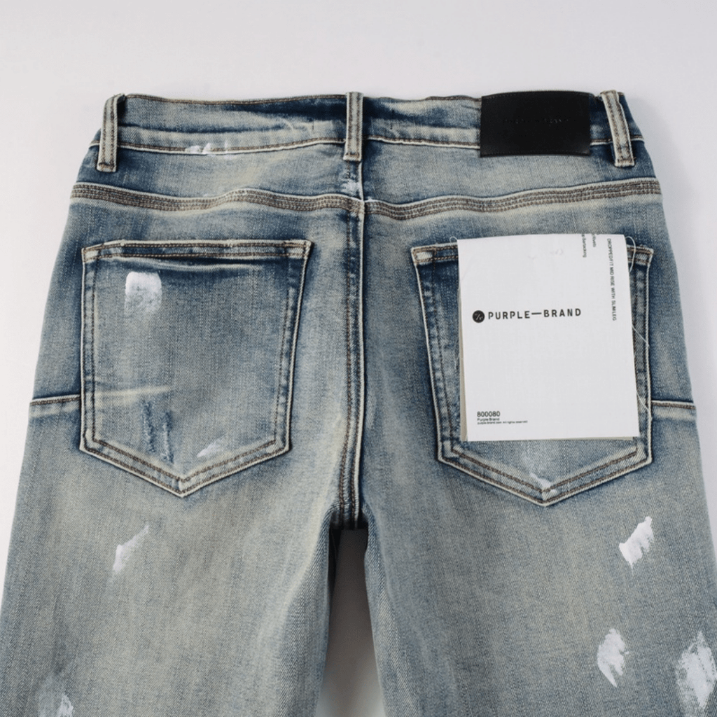 Purple Ripped Paint Jeans