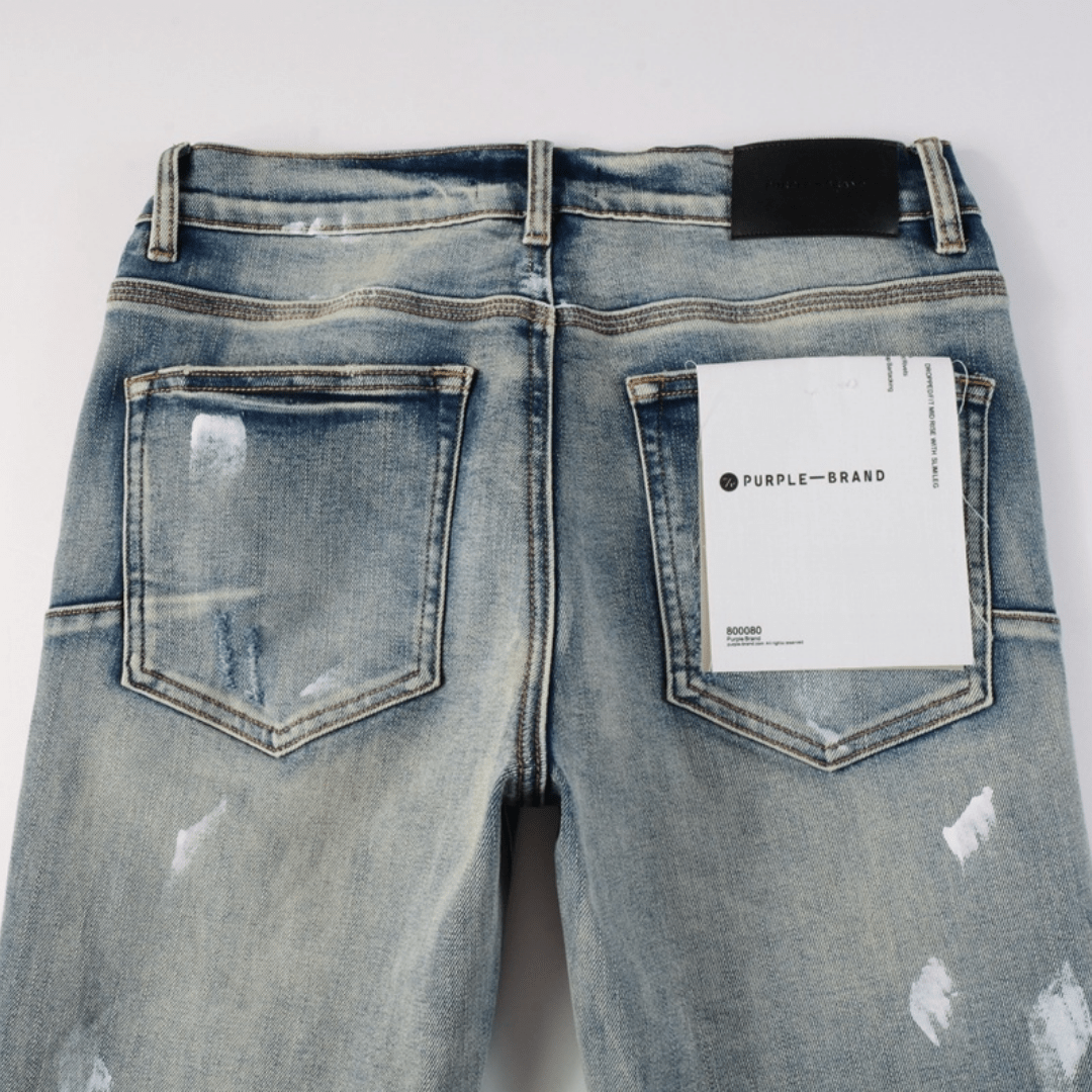 Purple Ripped Paint Jeans