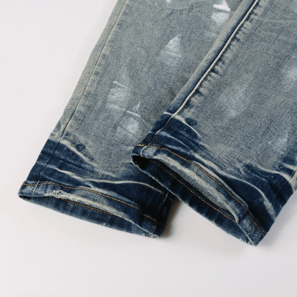 Purple Ripped Paint Jeans