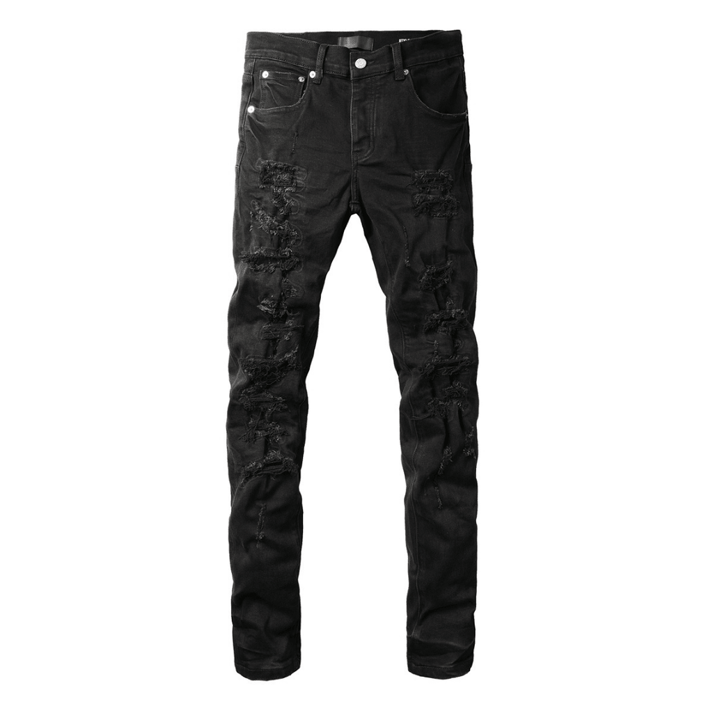 Purple Triple Ripped Black Jeans
