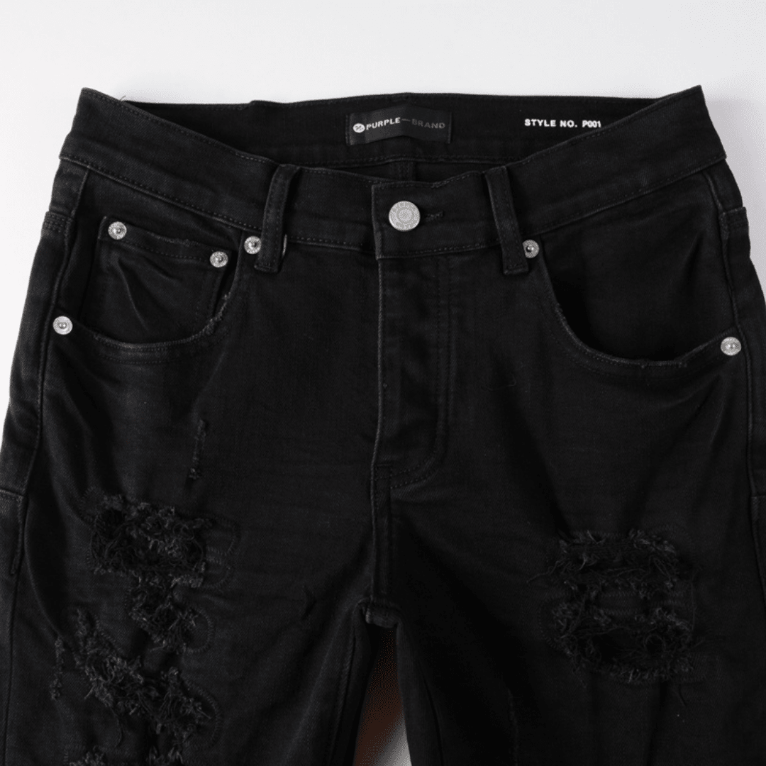 Purple Triple Ripped Black Jeans