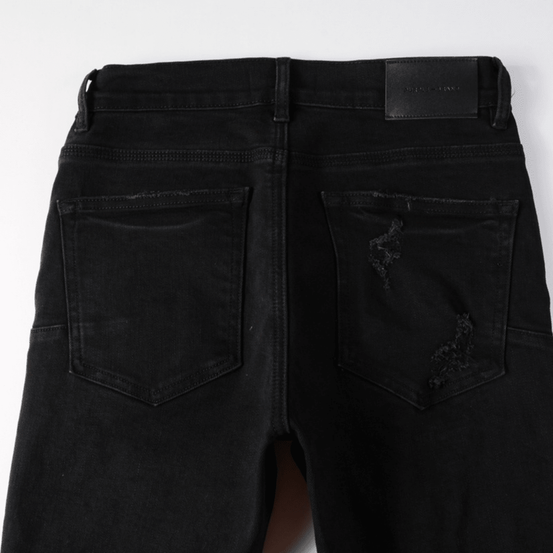 Purple Triple Ripped Black Jeans