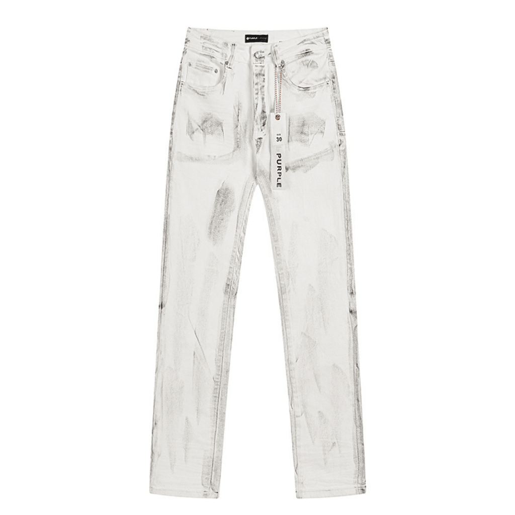 Purple White Distressed Jeans