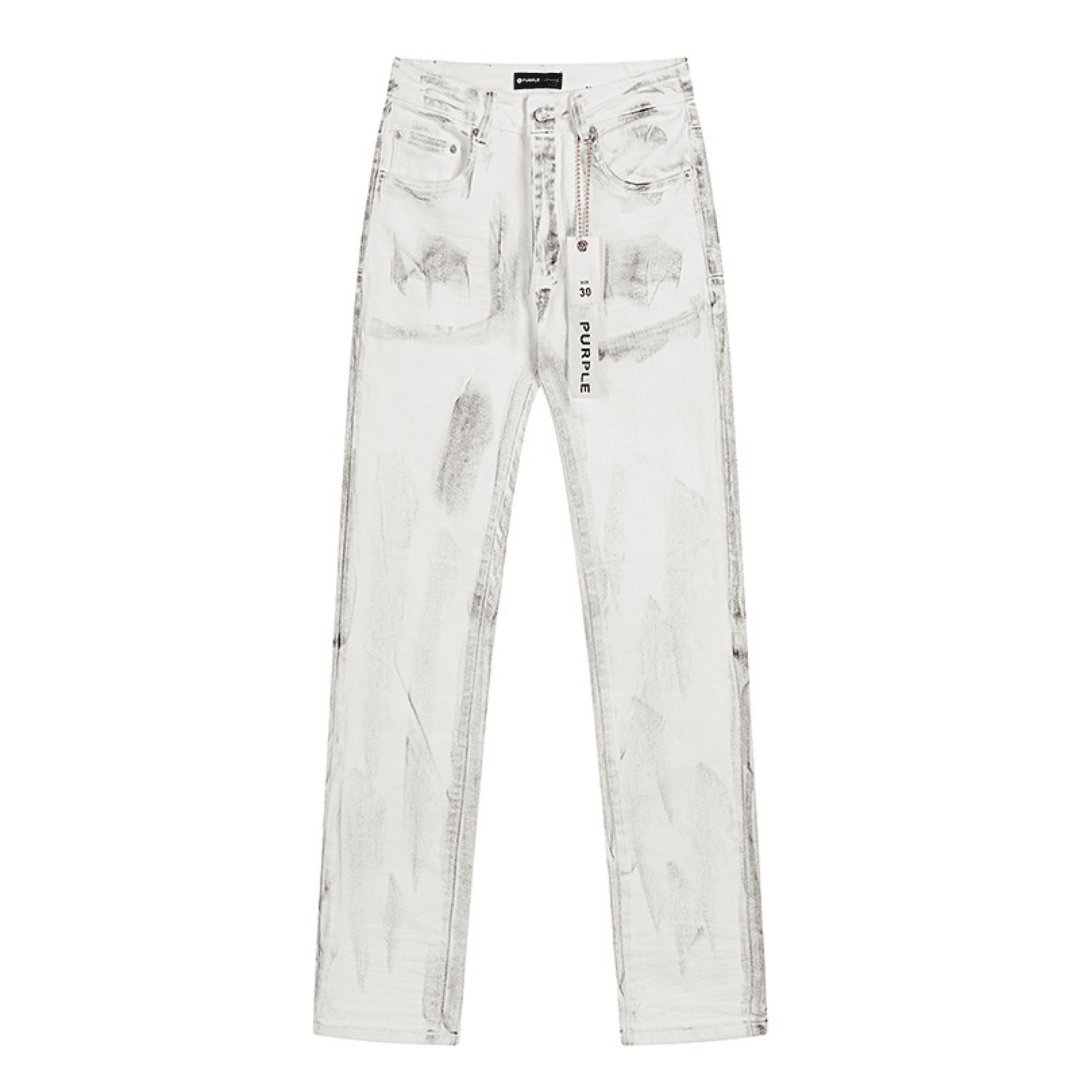 Purple White Distressed Jeans