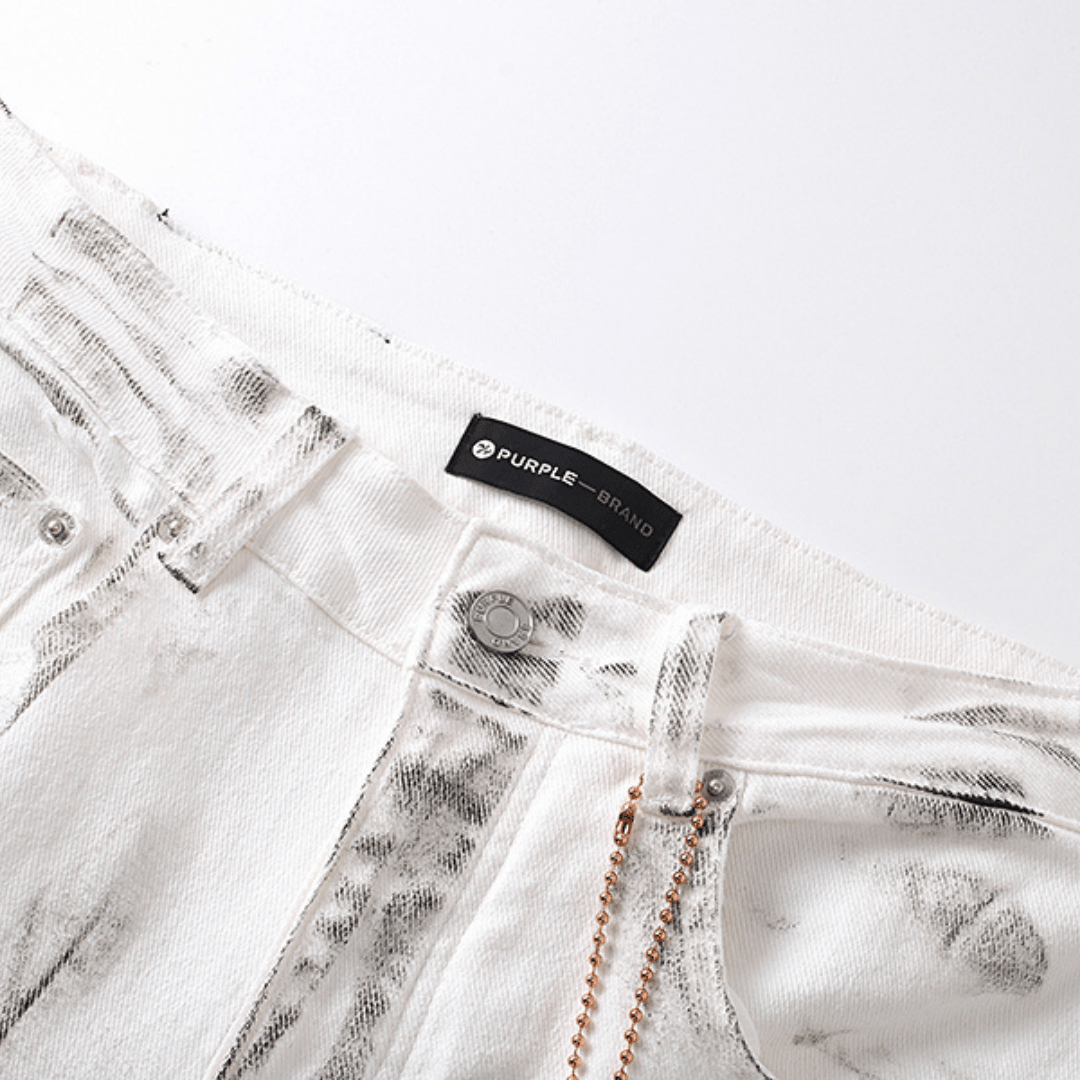 Purple White Distressed Jeans