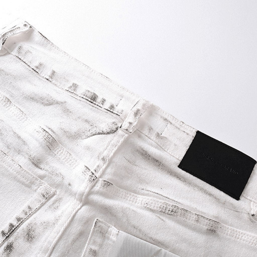Purple White Distressed Jeans