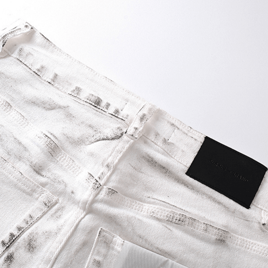 Purple White Distressed Jeans