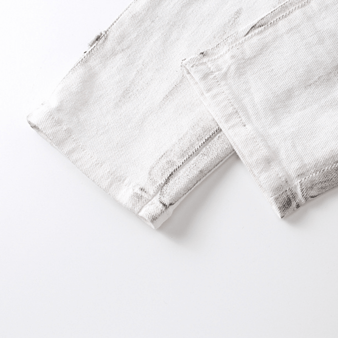 Purple White Distressed Jeans