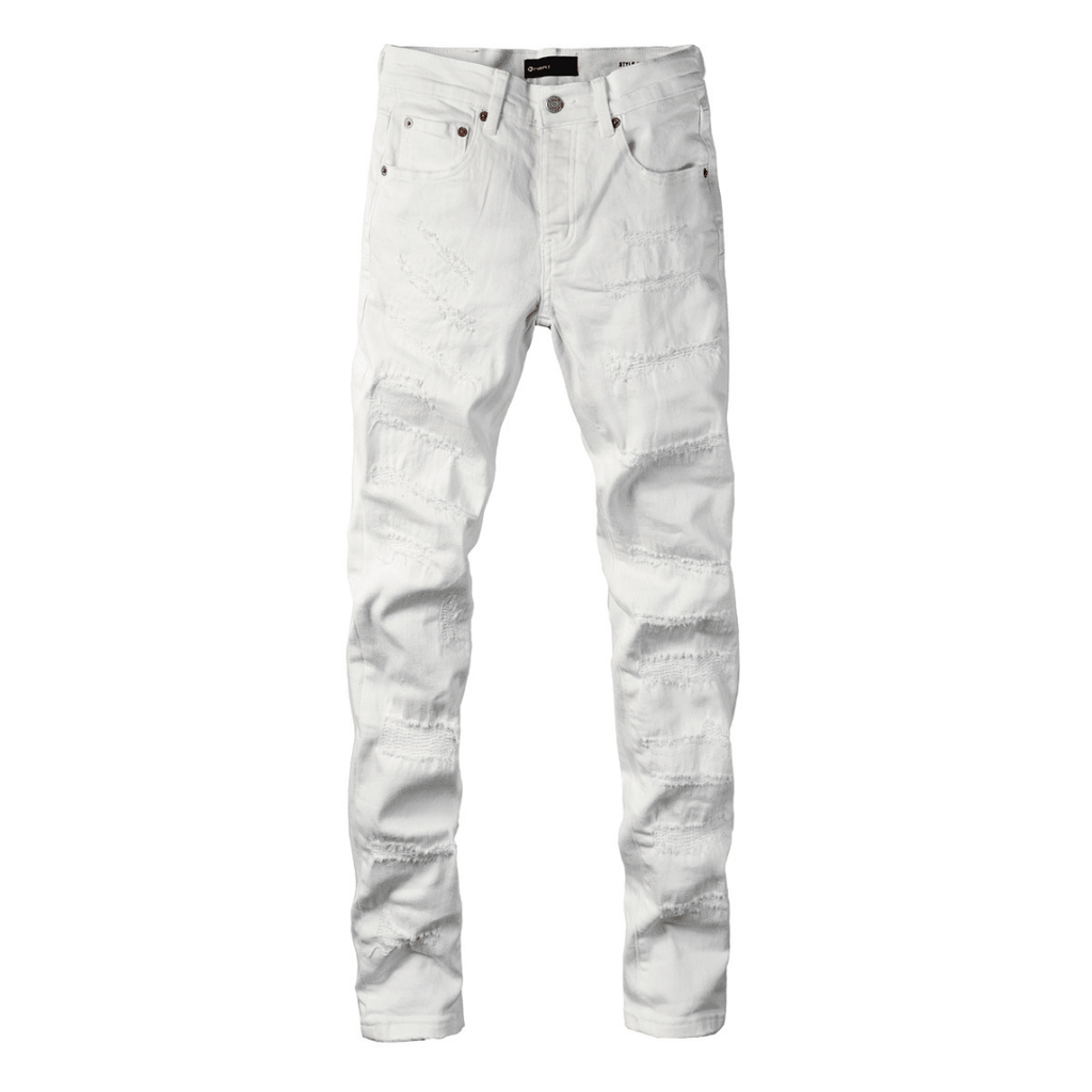 Purple White Ripped Jeans