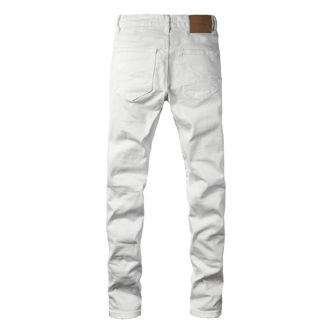 Purple White Ripped Jeans