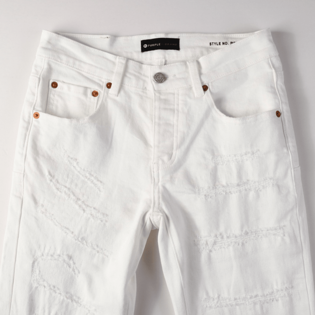 Purple White Ripped Jeans