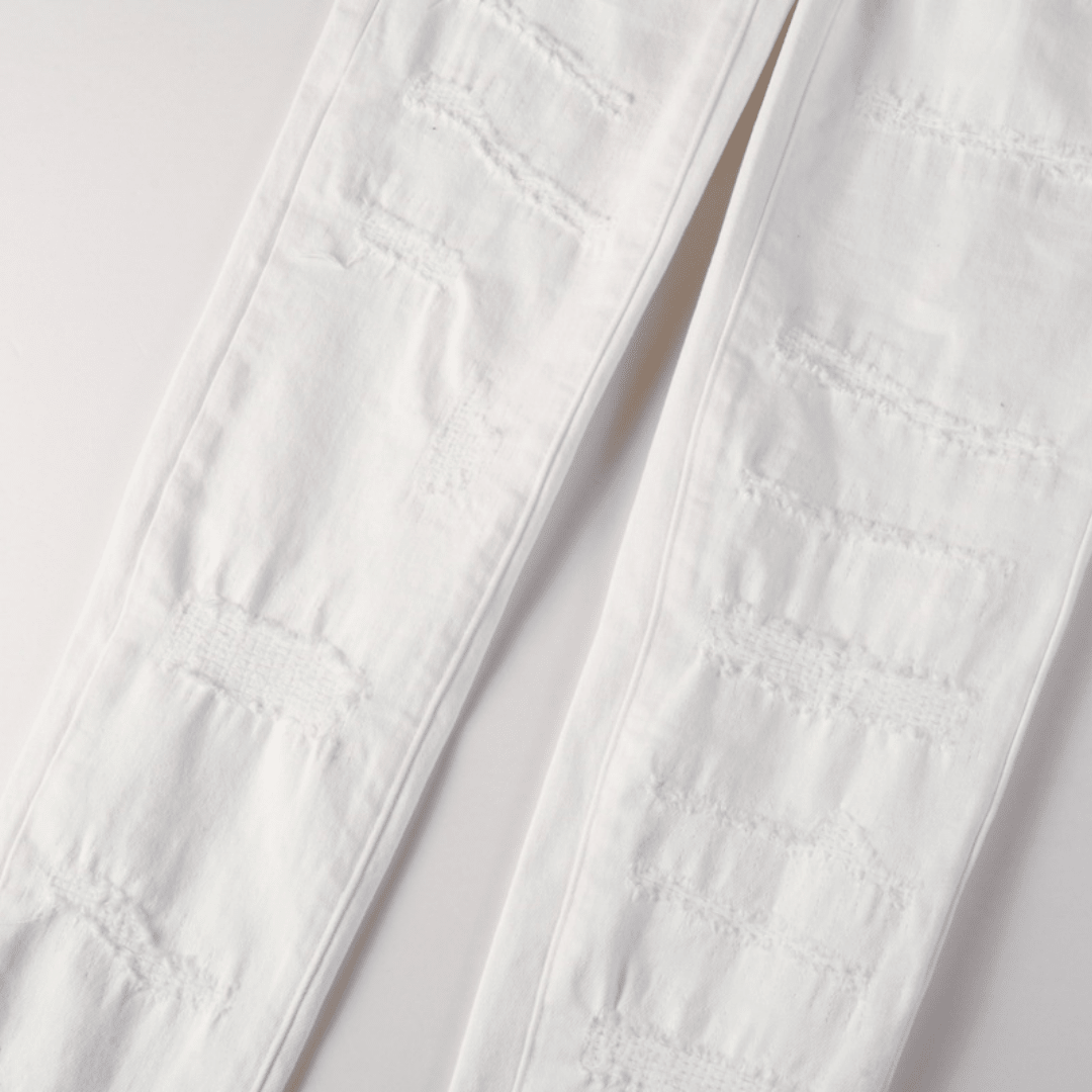 Purple White Ripped Jeans