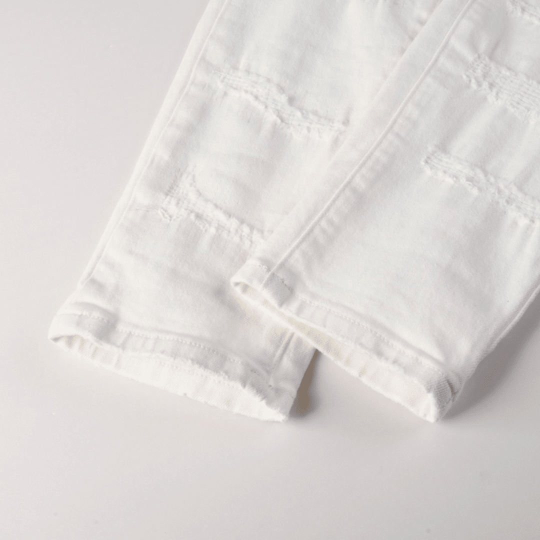 Purple White Ripped Jeans
